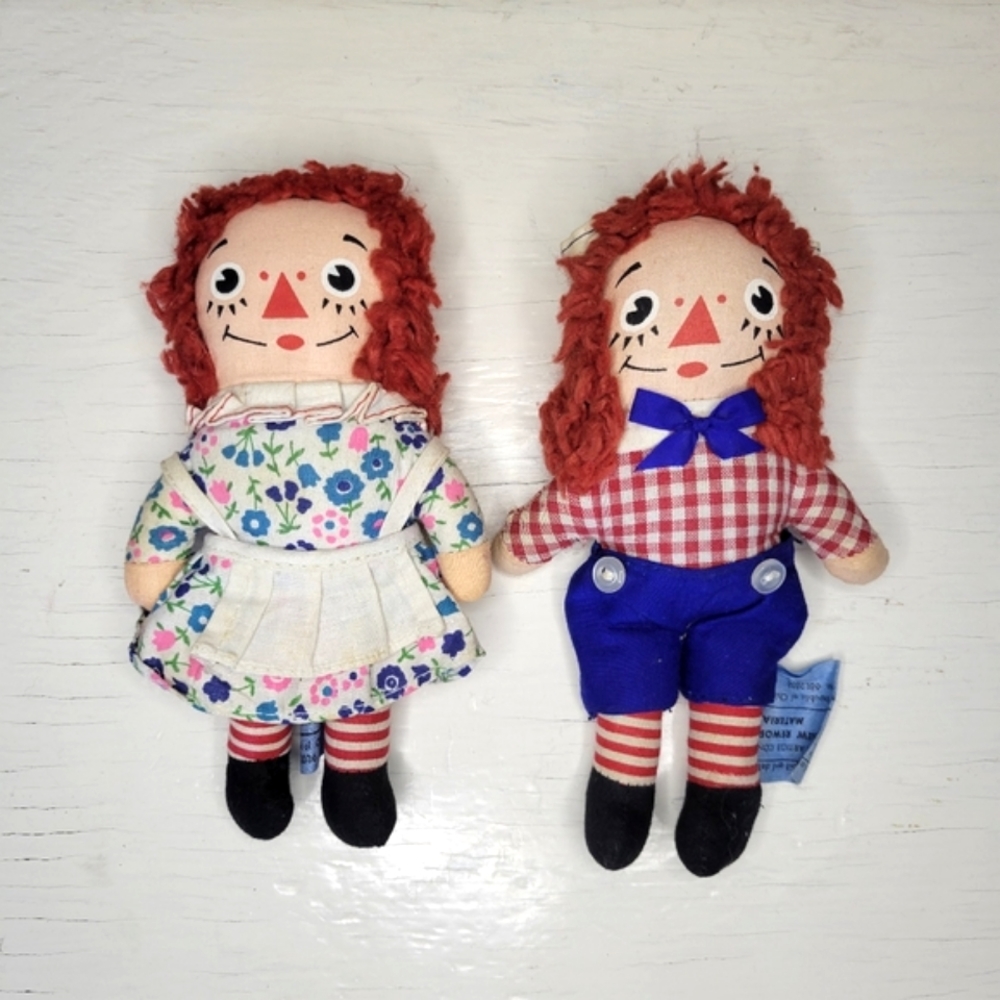 Raggedy Ann and Andy 1968 Knickerbocker Vintage Stuffed Toy Dolls
